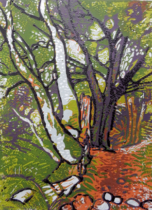 Carstramon Wood, Reduction Linocut Print