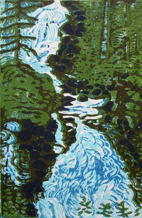 Glengarry Waterfall Linocut